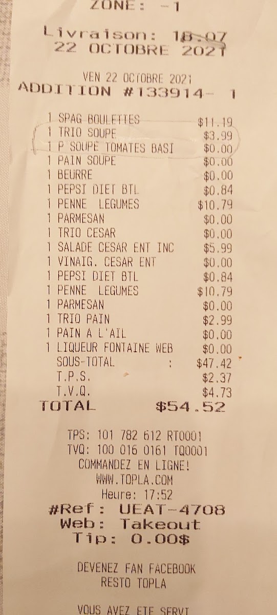 Topla! Blainville Menu - Image 3